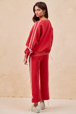 BiBi Side Lined Bow Details Fleece Sweatpants