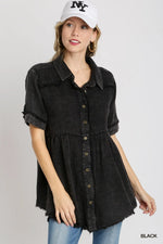 Umgee Full Size Cotton Gauze Button Front Shirt Plus Size