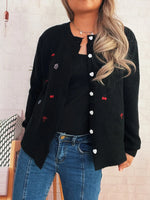 Ribbed Button-Front Knit Cardigan