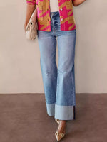 Distressed High-Waisted Flare Jeans