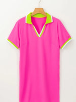 Contrast Trim Short Sleeve T-shirt Dress
