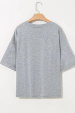 High Raglan Half Sleeve V Neck Oversized T Shirt