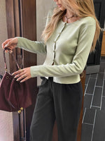 Button-Up Long Sleeve Knit Cardigan