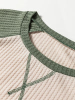 Waffle Color Block Raglan Sleeve Top