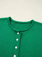 Solid Color Knit Button Drop Shoulder Sweater Cardigan
