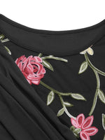 Floral Mesh Sleeve Ruched Maxi Dress