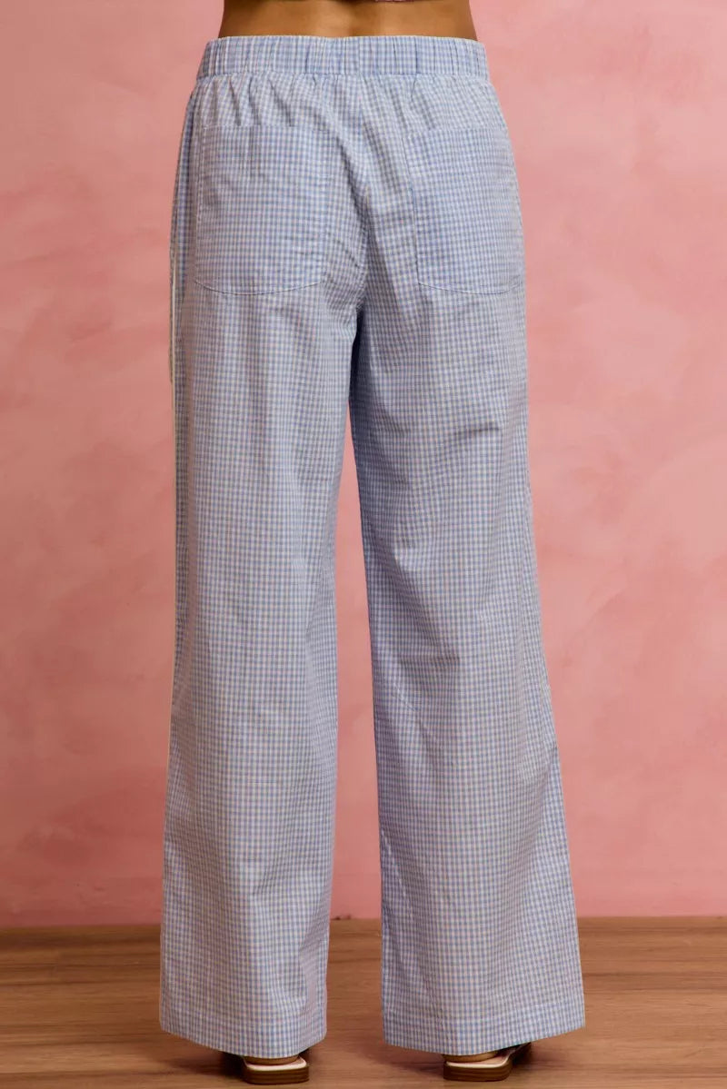 SO ME Wide CheckPants With Side Lace Trim And Piping