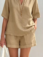 Full Size Half Sleeve Top and Shorts Set Plus Size
