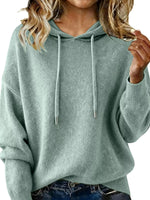 Drawstring Long Sleeve Hooded Sweater