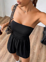 Chic Strapless Ruched Waist Romper