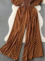 Smocked V-Neck Wide Leg Jumpsuit