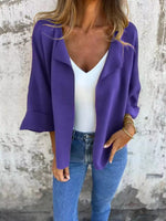 Full Size Open Front 3/4 Sleeve Casual Cardigan Plus Size