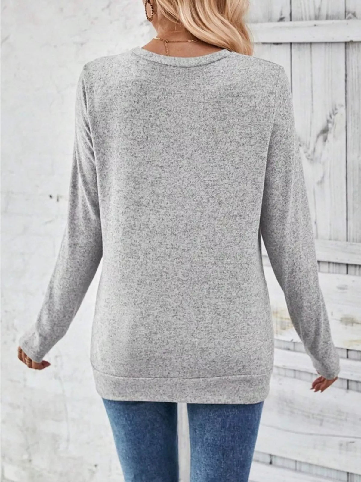 Casual Decor Button Long Sleeve T-Shirt