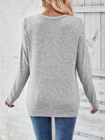 Casual Decor Button Long Sleeve T-Shirt