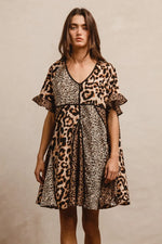 BiBi Leopard Prints Mix and Match Short Sleeves Dress