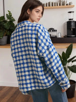 Houndstooth Button Up Long Sleeve Jacket