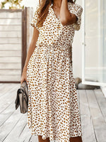 Printed Short Sleeve Midi Dress
