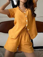 Button Up Short Sleeve Shirt and Shorts Set