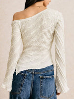 Textured Asymmetrical Hem One Shoulder Blouse