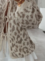 Leopard Tie Front Cardigan