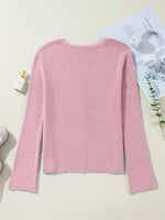 Ribbed Knit Button Front V Neck Cardigan