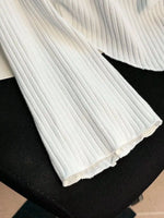 Off-Shoulder Bowknot Ribbed Knit T-Shirt