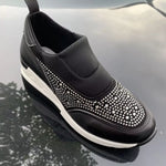 Rhinestone Embellished Wedge Sneakers