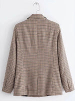 Plaid Lapel Collar Long Sleeve Blazer