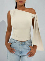 One-Shoulder Tie Detail Top