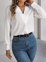 Layered V-Neck Long Sleeve Blouse