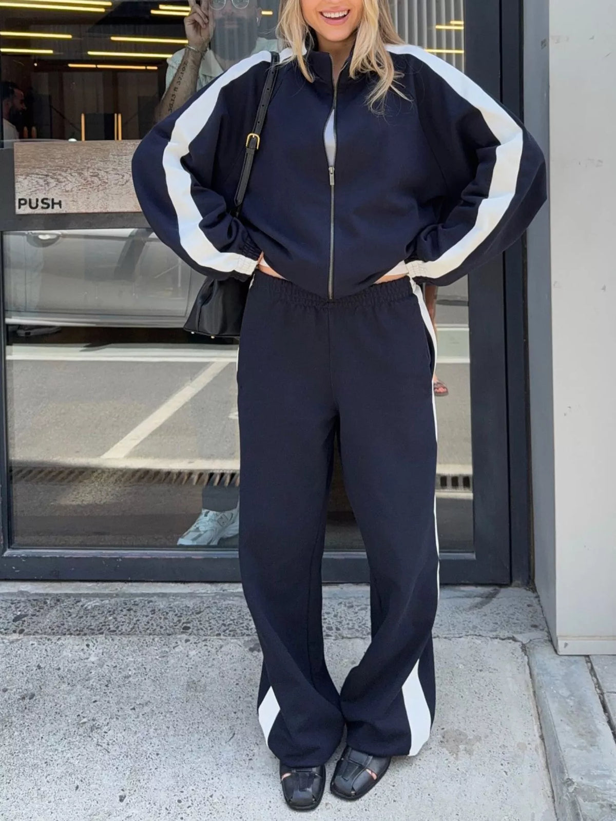 Zip Up Long Sleeve Outerwear and Pants Set