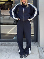 Zip Up Long Sleeve Outerwear and Pants Set