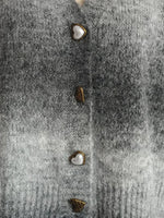 Gradient Heart Shape Button V-Neck Cardigan