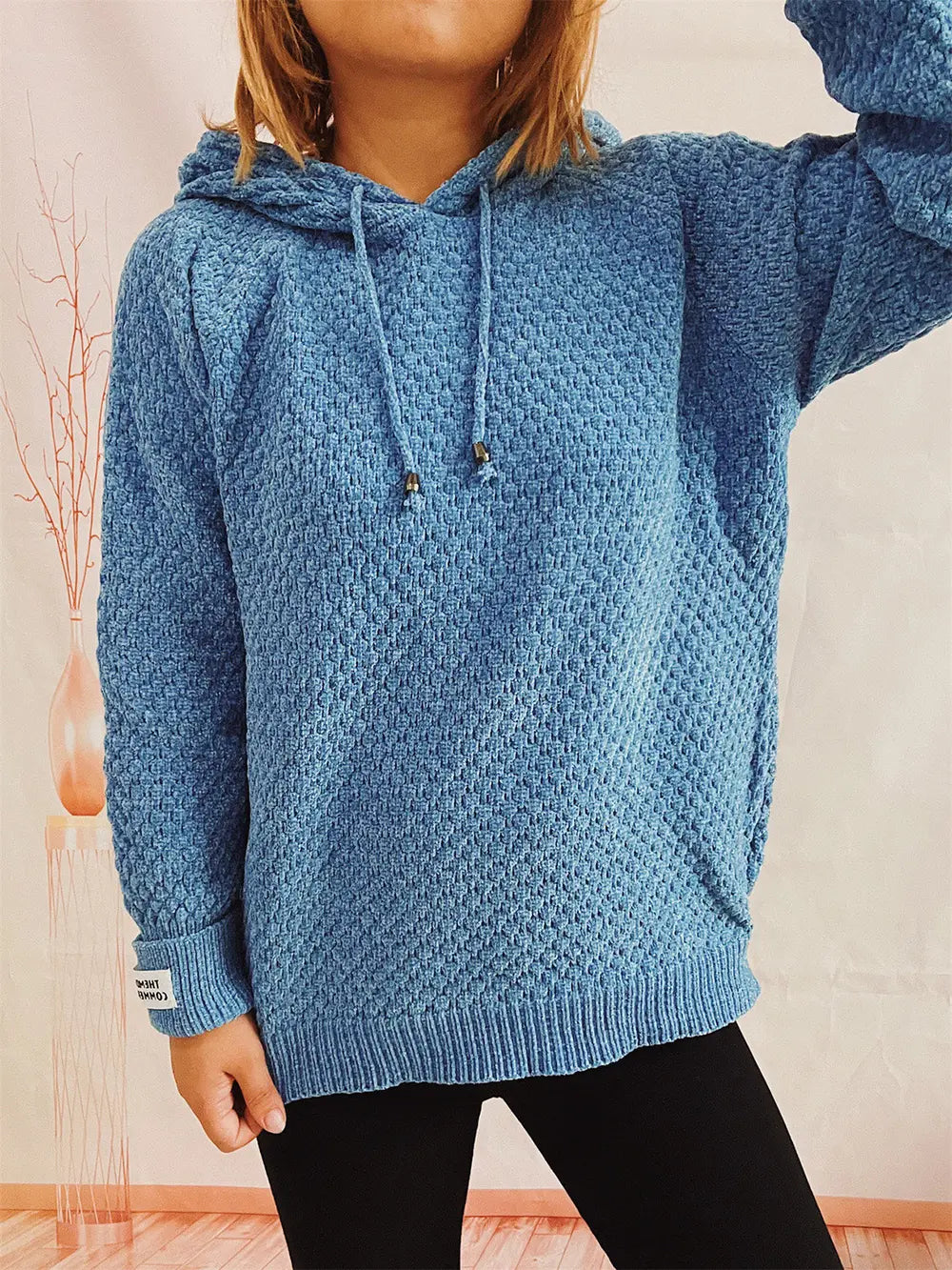 Drawstring Long SleeveHooded Sweater