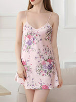 Floral Print V-Neck Lounge Dress