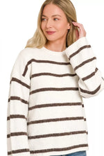 Zenana Wool Blend Striped Sweater