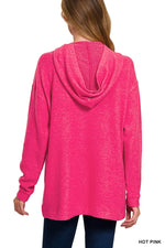 Zenana Hooded Brushed Melange Hacci Sweater