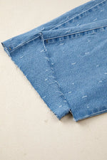 Distressed Detail Tummy Control Raw Hem Jeans