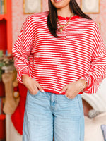 Striped Button-Down Knit Cardigan
