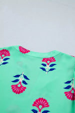 Floral V Neck Flutter Sleeve Blouse