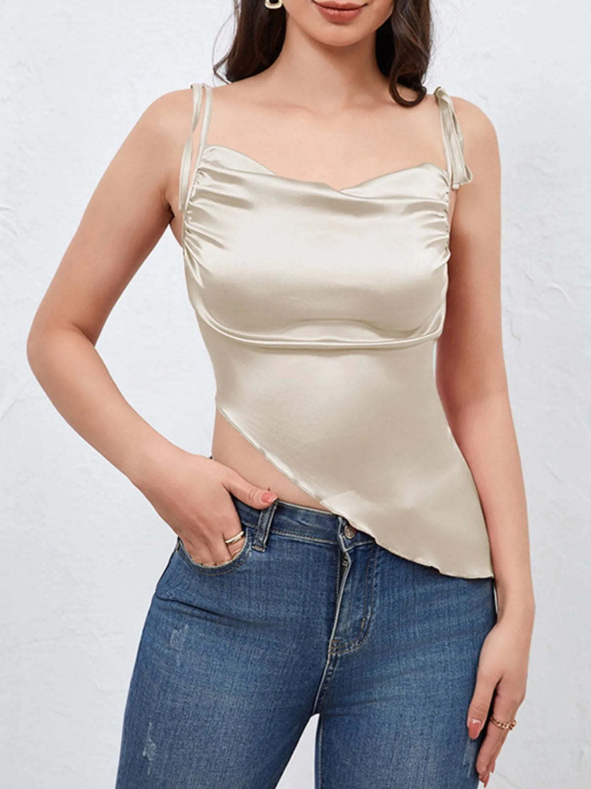 Asymmetrical Tie Shoulder Cami