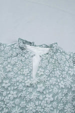 Floral Textured Jacquard Puff Sleeve Blouse