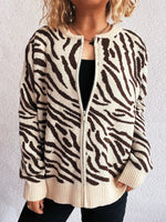 Zebra Print Zip Up Cardigan
