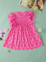 Floral Print Pleated Ruffled Flutter Sleeve Blouse