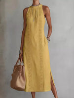 Full Size Side Slit Sleeveless Midi Dress Plus Size
