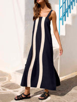 Striped Wide Strap Midi Dress