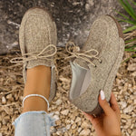 Round ToeLace-Up Sneakers