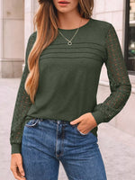 Lace Sleeve Crew Neck T-Shirt