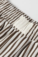 Stripe Elastic High Waist Pocketed Loose Pants