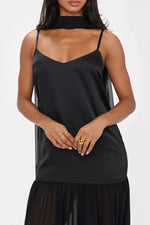 Adjustable Strap Maxi Cami Dress with Scarf